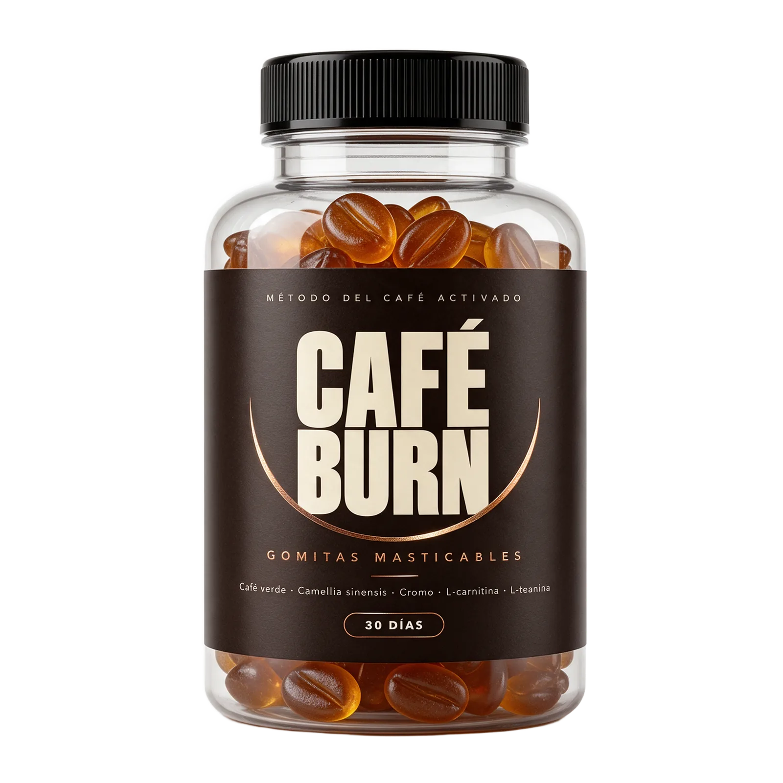 El frasco de Café Burn de frente